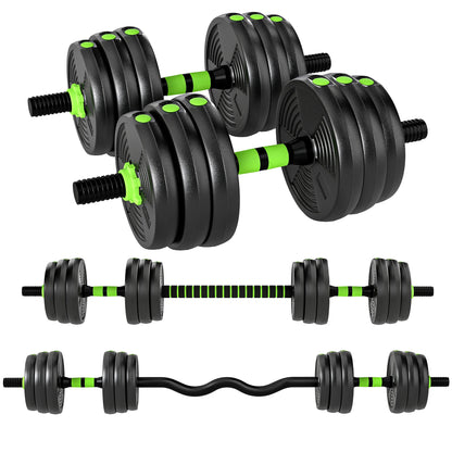 Sportnow Adjustable Dumbbell Set 2/3 in 1 20kg, Weight Set with Connecting Bar and Non-Slip Handle, Weights and Dumbbells