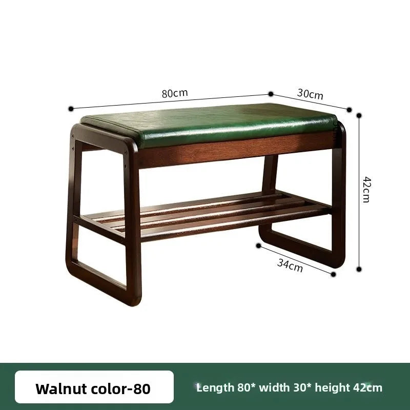 Household solid wood shoe changing stool, solid wood shoe cabinet, sponge pad, leather soft bag stool, shoe wearing stool