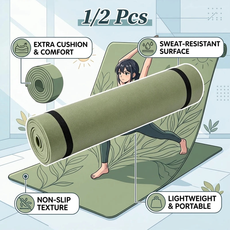 1/2Pcs Thick Yoga Mat Anti-skid Sports Fitness Mat EVA Comfort Foam Yoga Mat For Exercise Yoga And Pilates Gymnastics Mat