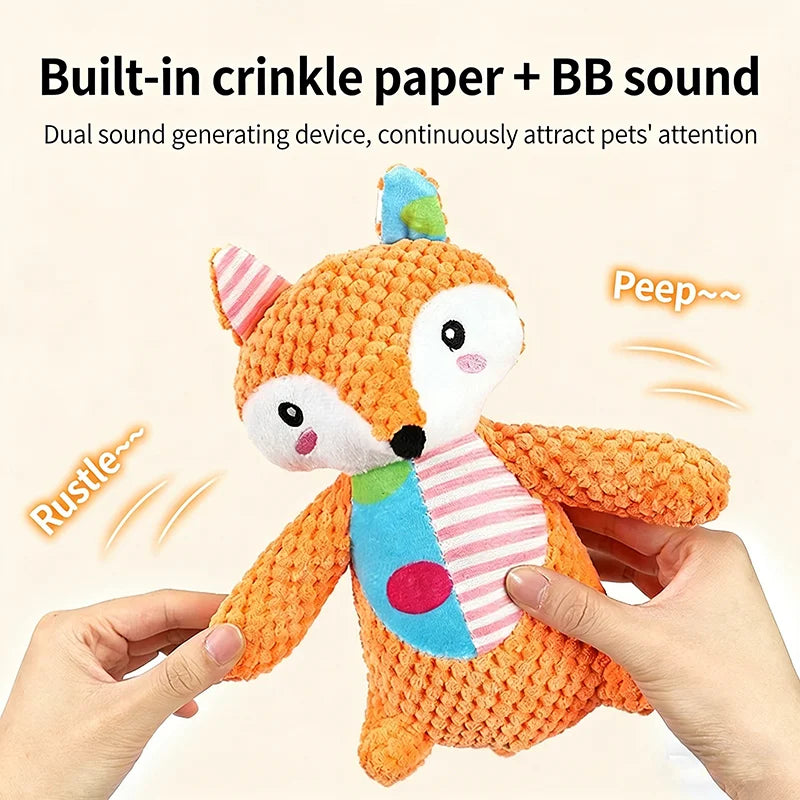 Cute Cartoon Animal Pet Plush Squeaky Toy Bite Resistant Interactive Dog Chew Toy Teeth Grinding Cleaning Training Supplies