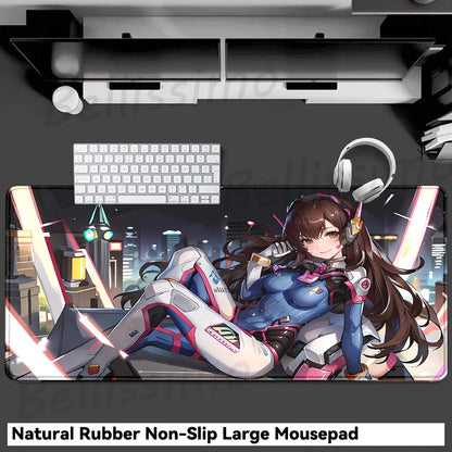 Gaming Accessories O-Overwatch D-D.va Mouse Pad Large Keyboard Mousepad Pc Cabinet Deskmat Xxl Extended Mats Gamer Mausepad