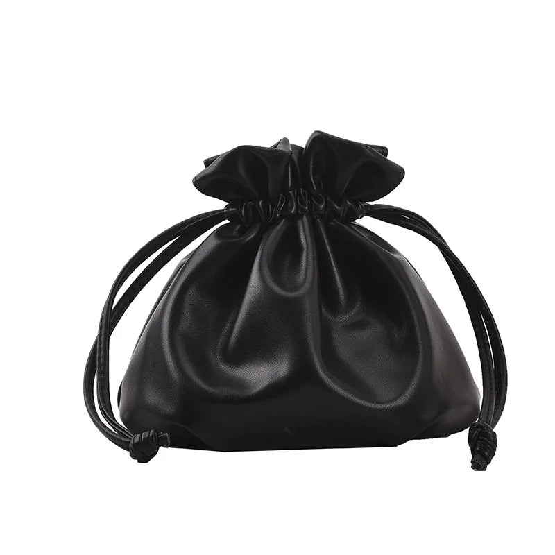 Lady Shoulder Bag Korean Fashion Women Drawstring Bucket Bag Casual Cute Messenger Bag Small Solid Color Female Crossbody Bag