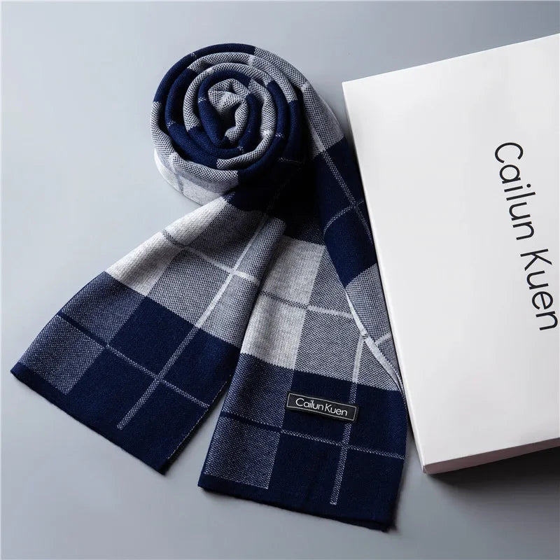 High Quality Wool Men Scarf Autumn Winter Classic Business Thermal Muffler Male Soft Korean Version Long Thick Warm Shawl No Box