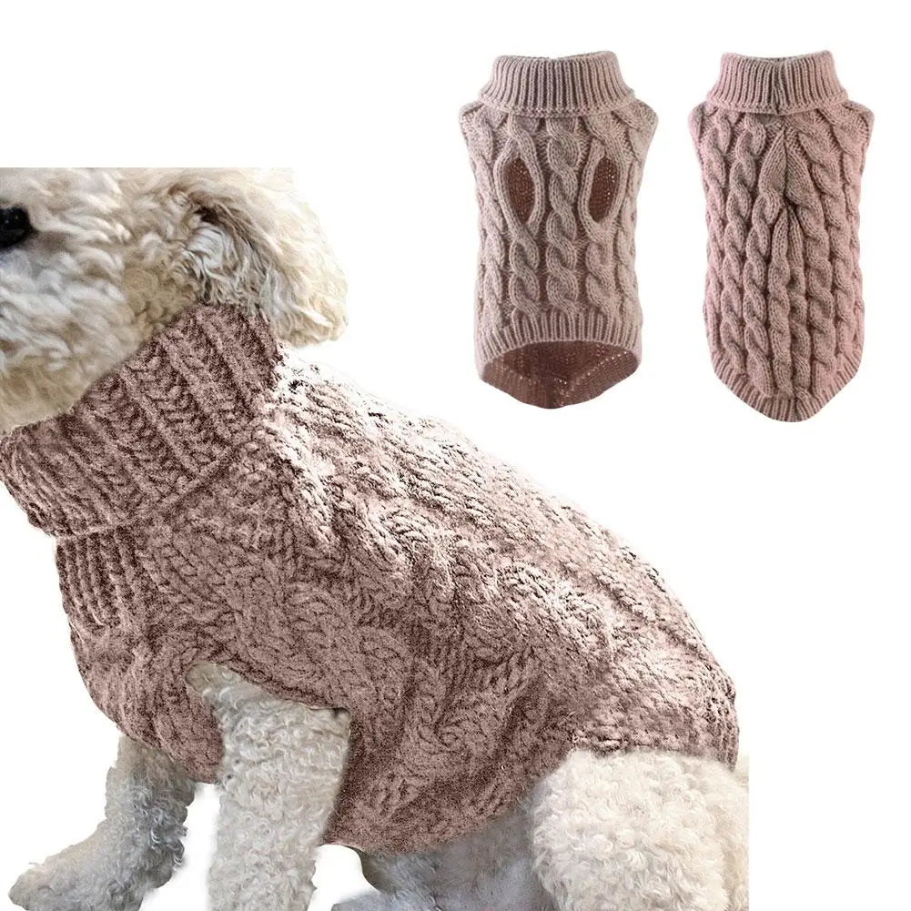 New Pet Small Pet Dog Clothes Sweater Fashion Autumn Winter Solid Fried Dough Twists Knitting Warm Comfort Clothing