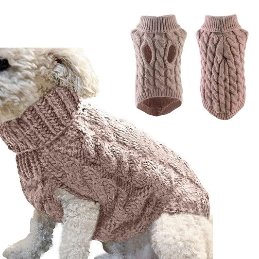 New Pet Small Pet Dog Clothes Sweater Fashion Autumn Winter Solid Fried Dough Twists Knitting Warm Comfort Clothing