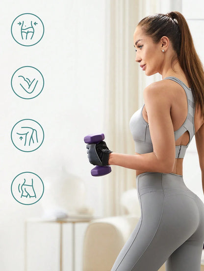 SONGMICS 2 x 2 kg Dumbbells, Neoprene Coating, Hexagonal Pair, Home Workout, Fitness Training, Purple, Ideal for Exercise
