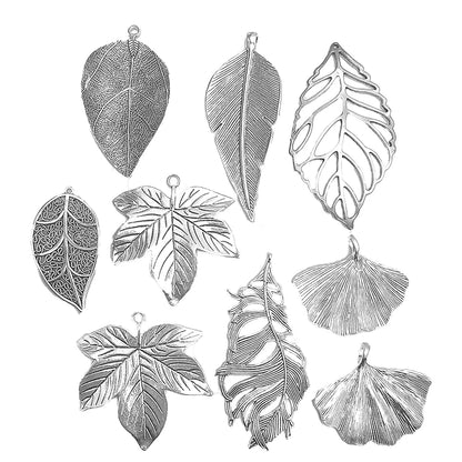 5pcs Antique Silver Color Large Tribal Branch Leaf Charms For DIY Fashion Necklace Jewellery Making Findings Accessories