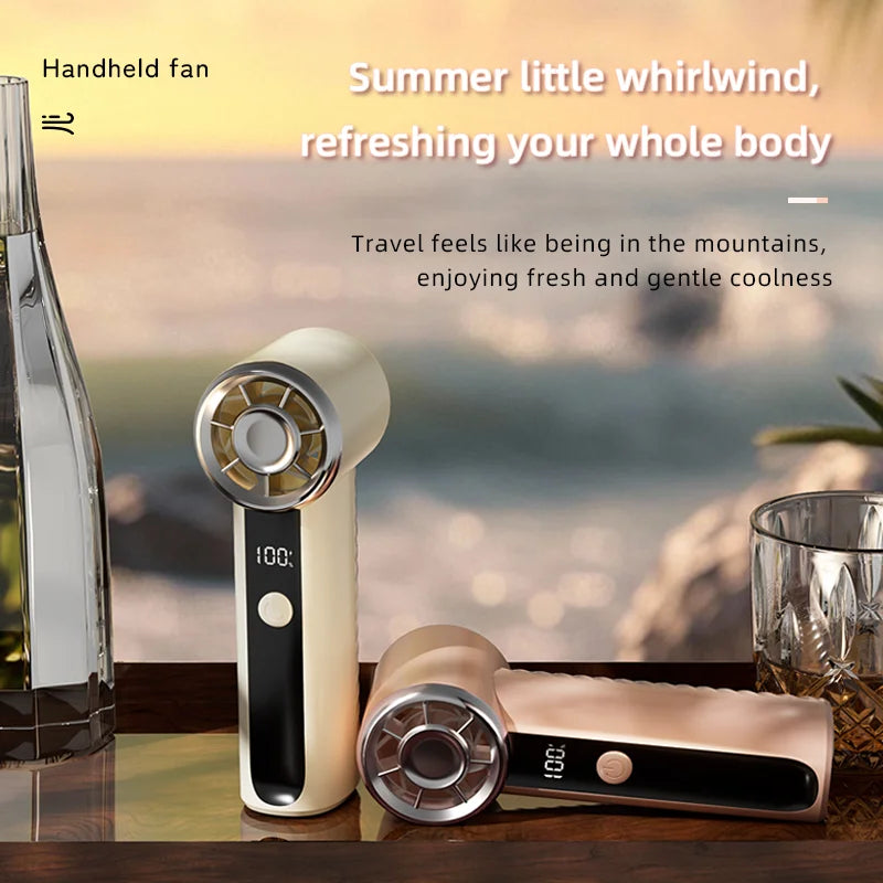 Portable Mini Handheld Fan, 100 Speed USB Rechargeable Outdoor Handheld Mini Fan, With LED Display For Travel Camping 12m/s