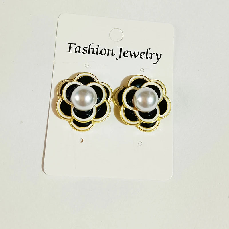Vintage Camellia Earrings Velvet Bow Earrings for Women Luxury Jewelry Earrings Woman Stud Earrings