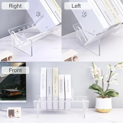 Acrylic Desktop Bookcase Book Storage Organizer Shelf Bookshelves Clear Modern Tabletop book magazine Rack for Office Home