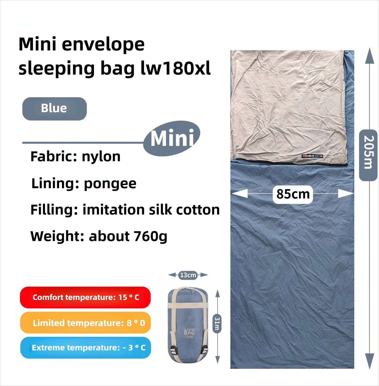 Mini Adult Sleeping Bag Travel Mountaineering Outdoor Camping Down Cotton Dirty Sleeping Bag Machine Washable Splicing