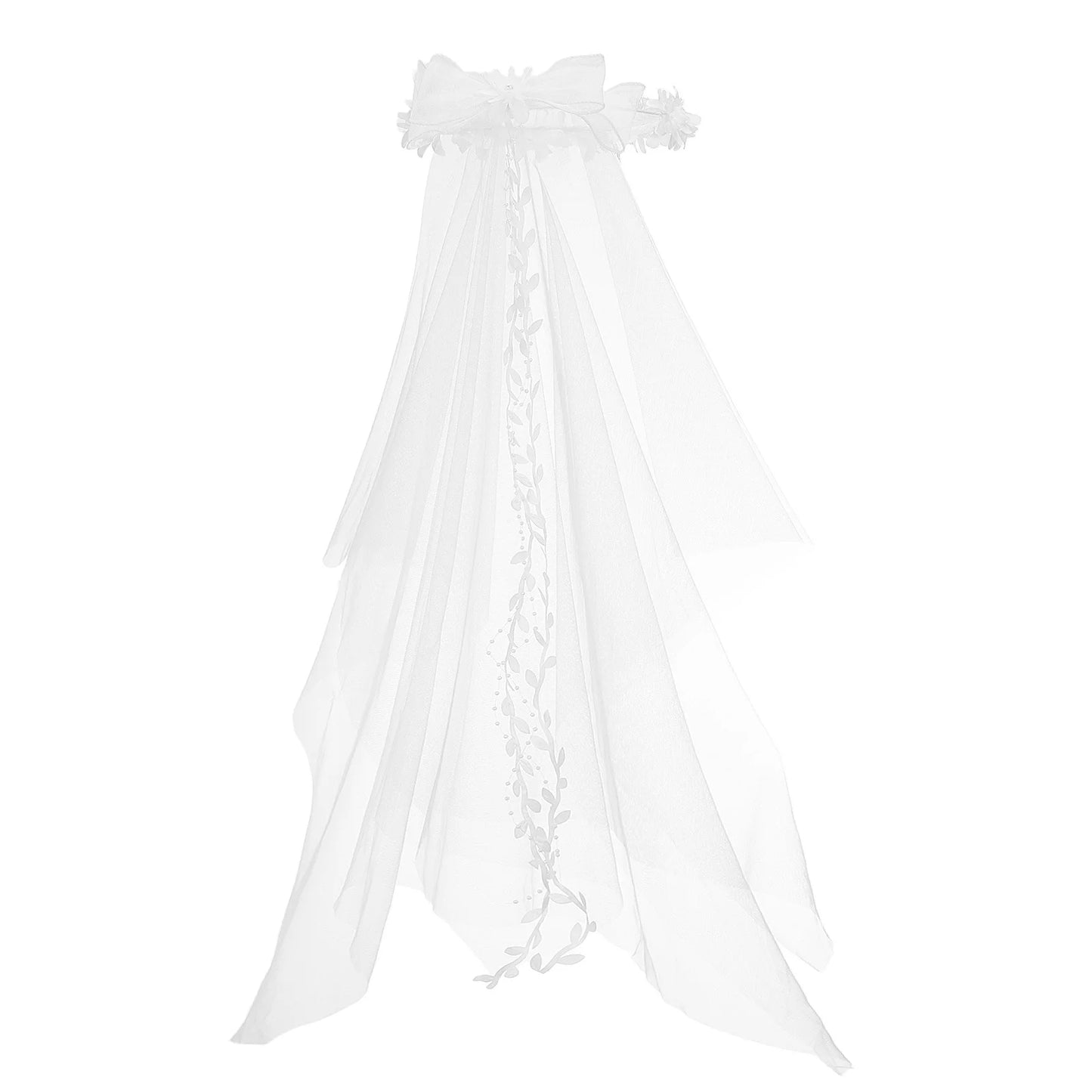Bridal Flower Crown Headband Veil Artificial Floral Wedding Accessory Short Veil For Bride Bridesmaid Women Wedding Party Prom