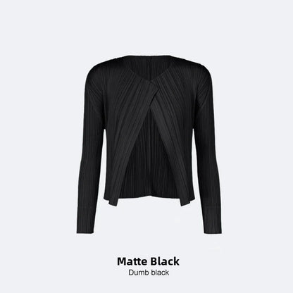 Slimming Woven ort Coat Jaet Women's Faion Spring Autumn Thin Design Sense Folded Cardigan Outerwear Sli Outer Layer