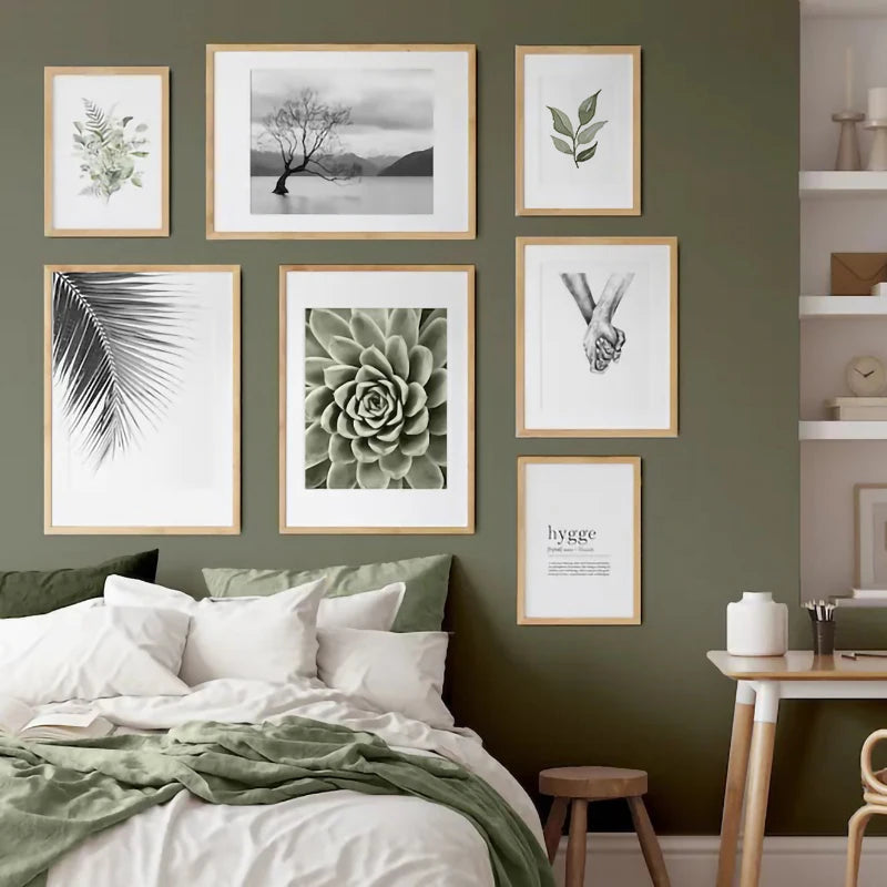 Nordic Home Decor Peace Nature Green Botanical Wall Posters and Prints Canvas Painting Art Pictures for Living Room Wall Decor