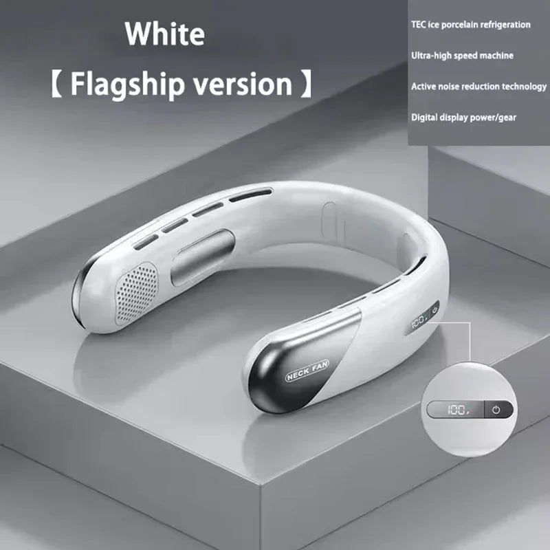 Lenovo 10000mAh Portable Neck Fan Bladeless Silent Fan USB Rechargeable 3 Speeds Mute Wireless Electric Neck Cooler Fan 2026New