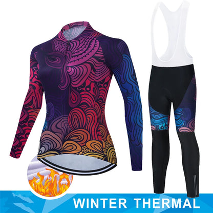 Women Winter Thermal Fleece Clothes 2026 Cycling Uniform Cycle Jersey Clothing Jerseys Pants Gel Bib MTB Jacket Suit Bike Outfit