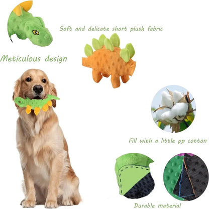 Pet Dog Squeaky Plush Dinosaur Toys Interactive Dog Indestructible Toys Plush Stuffing Pet Supplies Small Dog Chew Molar Toys