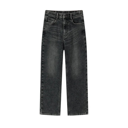 Semir Jeans Women Frayed Trousers 2024 Winter New Loose Straight Leg Pants Denim Trousers