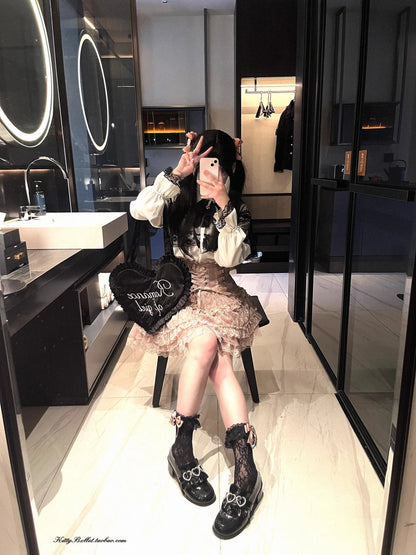 Japanese Original Lolita Lace Ruffle Edge Tied Bow High Waist Mini Skirt Spring Summer New Slim Waist Sweet Girl Y2k Skirt