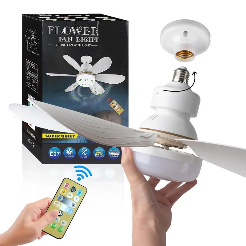 30W/40W Ceiling Fan with Remote Control LED Light Fan E27 Base, Intelligent Silent Ceiling Fan for Bedroom and Living Room