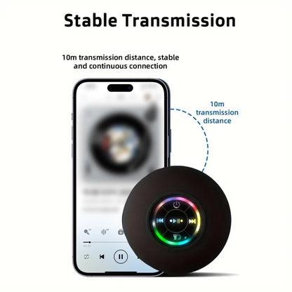 Portable Wireless Bluetooth 5.0 Speaker LED IPX4 Waterproof Loudspeaker Outdoor Bathroom Large Suction Cup Mini Stereo Sound Box