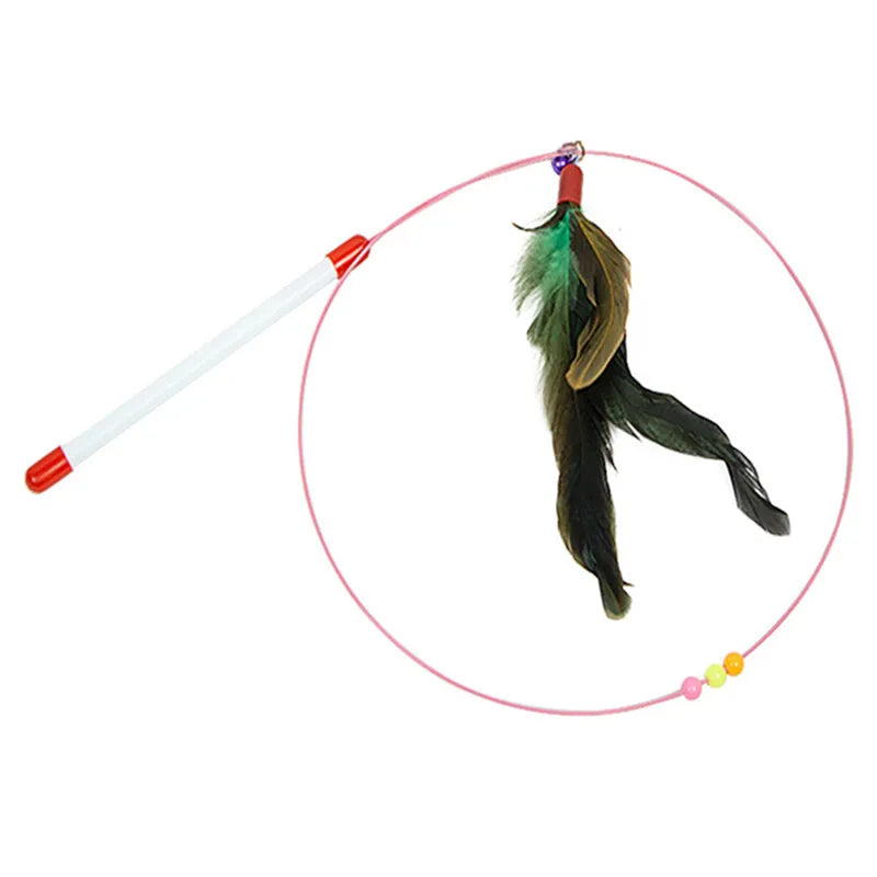 Cat Toy Cat Toys Interactive with Sucker Feather Toys for Cats Tease Sucker Stainless Steel Wire Cats Toy with Bell Pet Products