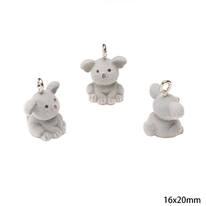 1Pcs 3D Flocking Resin Charms Cartoon Animal Pendant for Necklace Earrings Keychain Making DIY Jewelry Accessories Wholesale