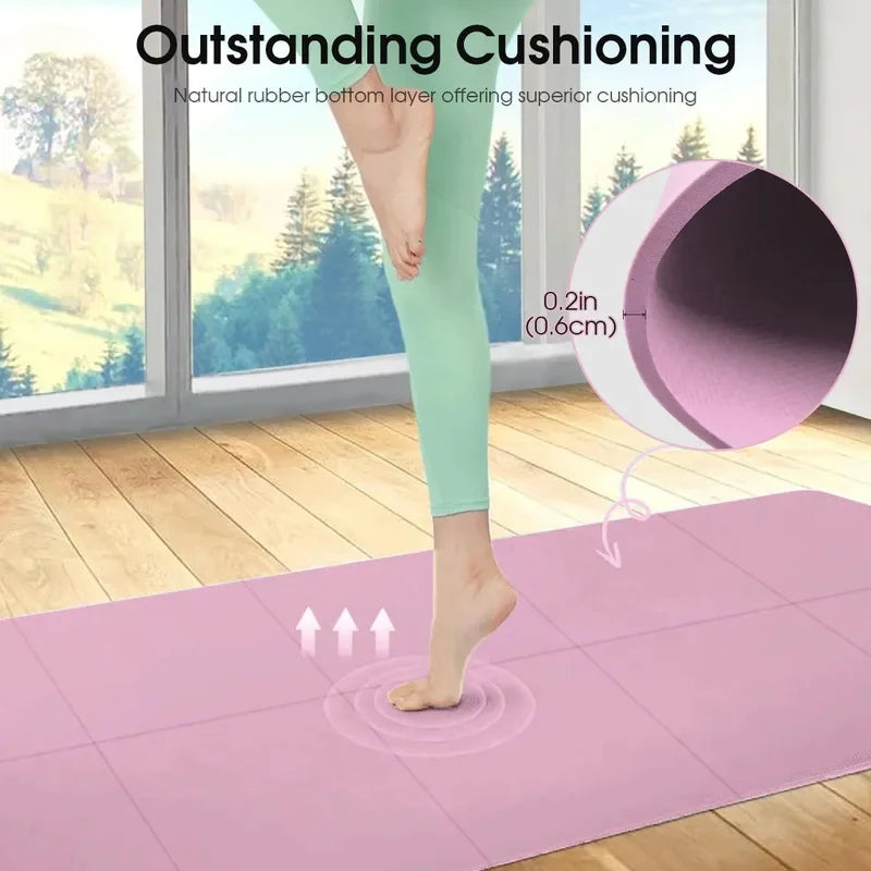 4 mm Anti-Slip Yoga M4mm Anti‑Slip Yoga Mat Portable Fitnesat Portable Fitness Workout Mat For Pilates Home Gym Ladies Exercise