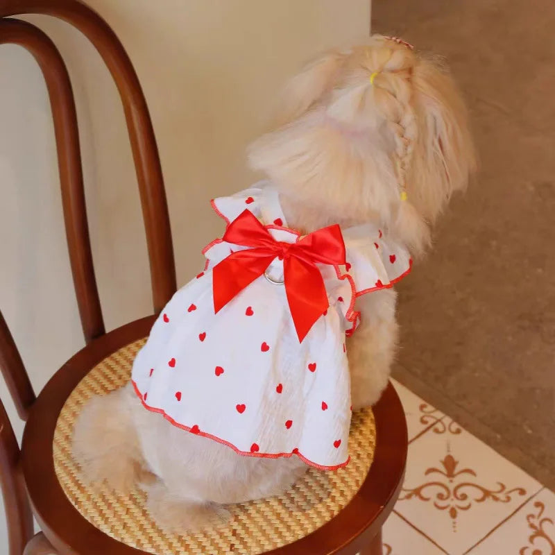 Pet dresses accessories clothes for spring and summer dogs cats teddy bears Pomeranians plush toys cats hearts all cotton fabric