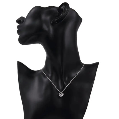 925 Sterling Silver Fashion Jewelry 18 Inches Square Shiny Aaa Zircon Pendant Necklace For Women Wedding Birthday Gifts