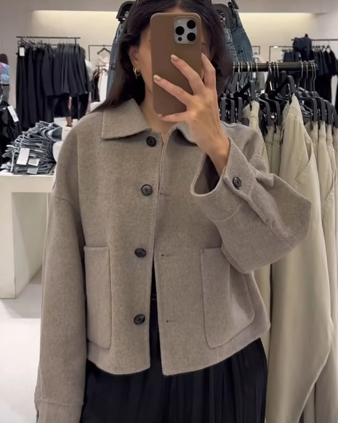 Autumn Winter Women Woolen Jackets Casual Solid Single Breasted Lapel Long Sleeved Coats Female Think Warm High Street Outerwear