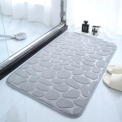 Non-slip Carpets Bathroom Mat Cobblestone Embossed Bathtub Side Floor Rug Shower Room Doormat Memory Foam Foot Mat