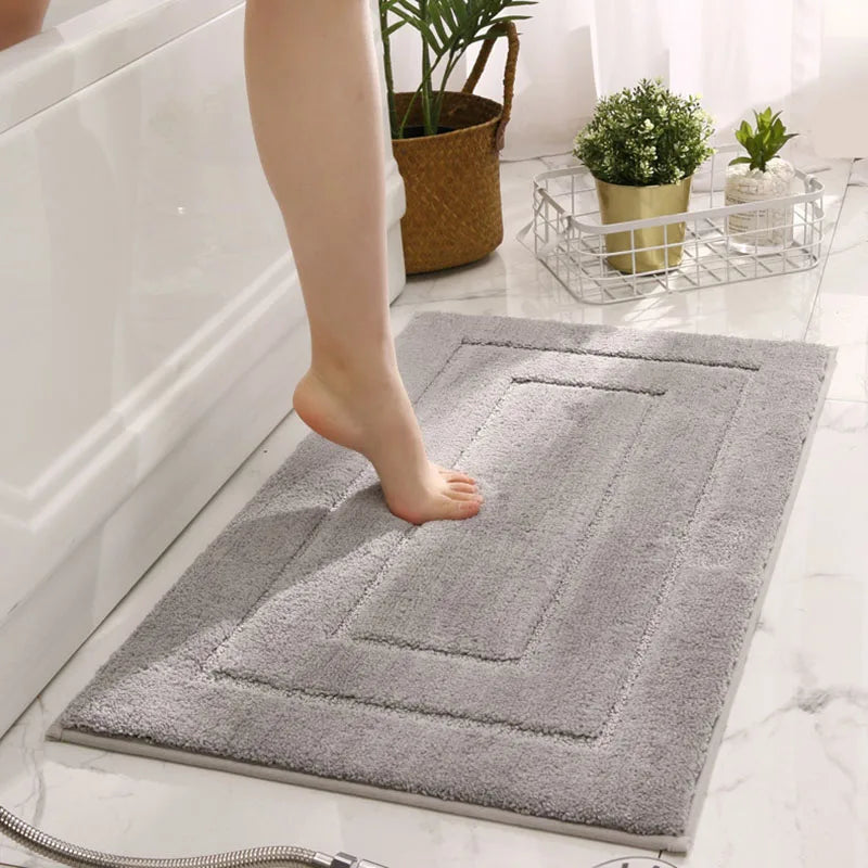 Thickened Bathroom Absorbent Floor Mat Solid Color Back Jacquard Quick-Drying Foot Pad Soft and Skin-Friendly Floor Carpet