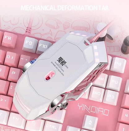 G30s Pink Mouse with RGB Backlit Light  Silence Click Wired Mice for PC