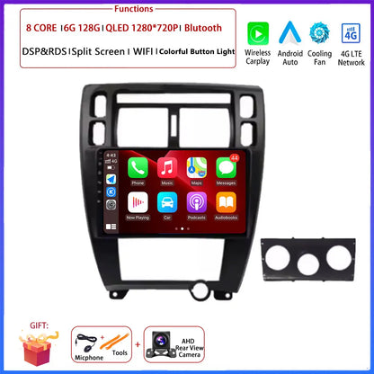 Player GPS Navigation Carplay Auto Android 16 For Hyundai Tucson 2004 -2009 Car Radio Multimedia Stereo Video