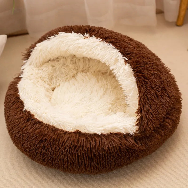 Plush Pet Cat Bed Round Cat Cushion Cat House 2 In 1 Warm Cat Basket Pet Sleep Bag Cat Nest Kennel For Small Dog
