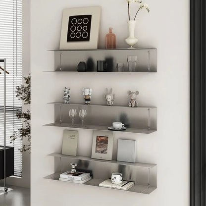 Modern Light Luxury Style Bar Coffee Shop Minimalist Art Pendant Wall-Mounted Decoration Stainless Steel Storage Rack Customized