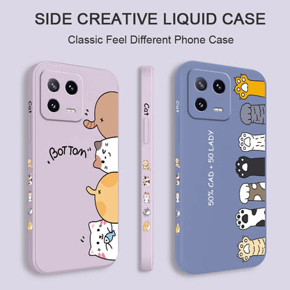 Cat Litter Phone Case For Xiaomi Mi 15 15T 14 14T 13 13T 12 12T 12S 11 11T Ultra 10 10T 9 9T Pro Lite 5G Liquid Silicone Cover