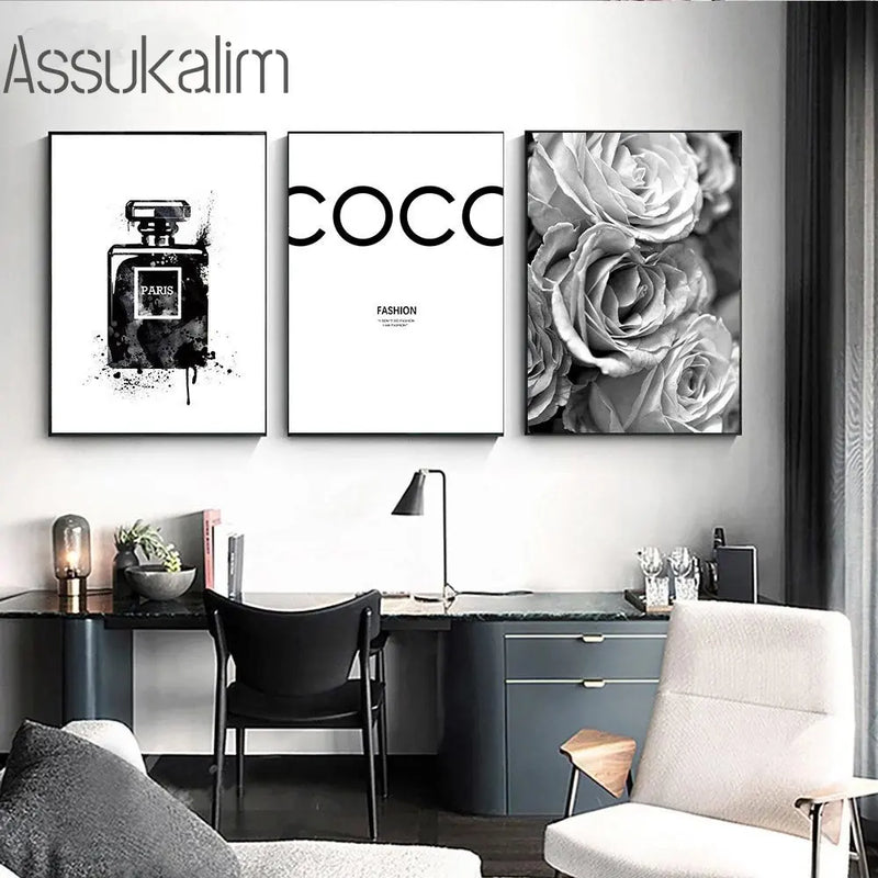 Fashion Wall Paintings Flowers Print Pictures Perfume Canvas Poster Lips Love Art Prints Nordic Wall Posters Living Room Decor