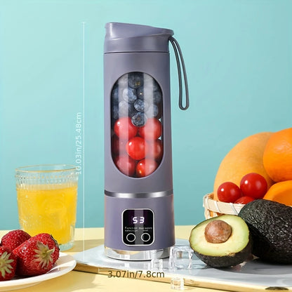 1 Small Portable Blender and Juicer - Rechargeable via USB, Personal Wireless Blender with Stainless Steel Blades