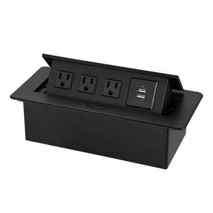 American standard socket embedded hidden desktop socket pop-up slow rise US power socket charging 2 Port USB 5v 2.1A socket