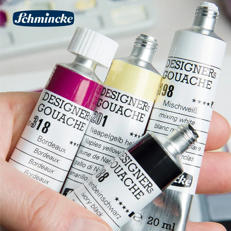 Germany Schmincke Designer Gouache Paint Tube 20ml Opaque Gouache Paint Professional Artist 48 Colors Drawing Art Supplies Cute