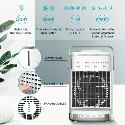 Portable USB Fan, Summer Cooling Fan, Personal Evaporative Cooler with 4 Wind Speeds, Mini Desktop Fan, Small Desktop