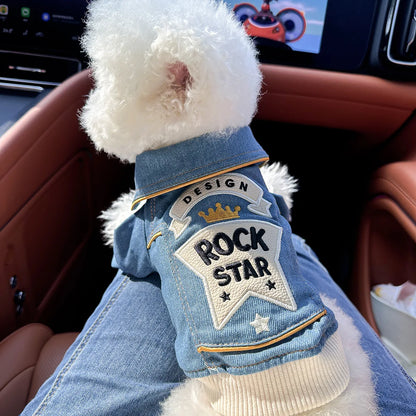 Pet Clothing Dog Cat Clothing Pet Handsome Fashion Cowboy Clothes Washed Vest Coat Collection Rock Denim Clothing Pet Products