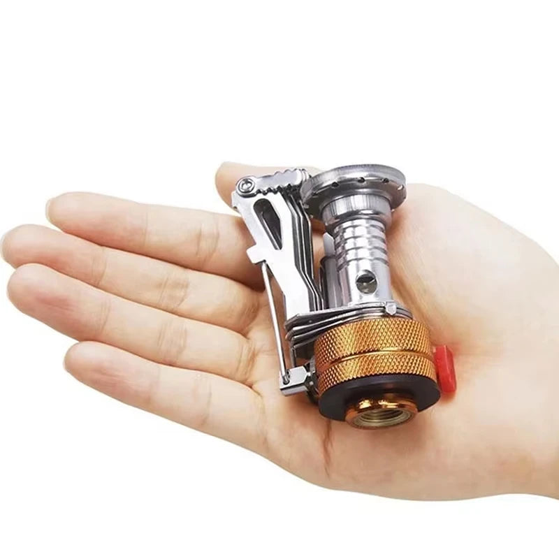 Portable Ultra Light Aluminum Alloy Camping Gas Stove, Mini Outdoor Butane Cooker for Picnic Backpacking Survival Cooking