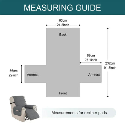 Quilted Recliner Sofa Cover Water Repellent Reclining Chair Covers Pet Kid Dogs Mat Armchairs Slipcovers with Elastic Strap