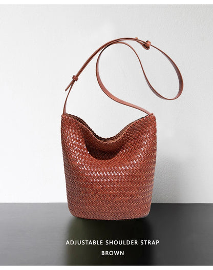 Luxury Woman Handbag New High End Hand-Woven Genuine Leather Women's Bag Large Capacity Shoulder Tote Bag Underarm Bag Bucket Ba