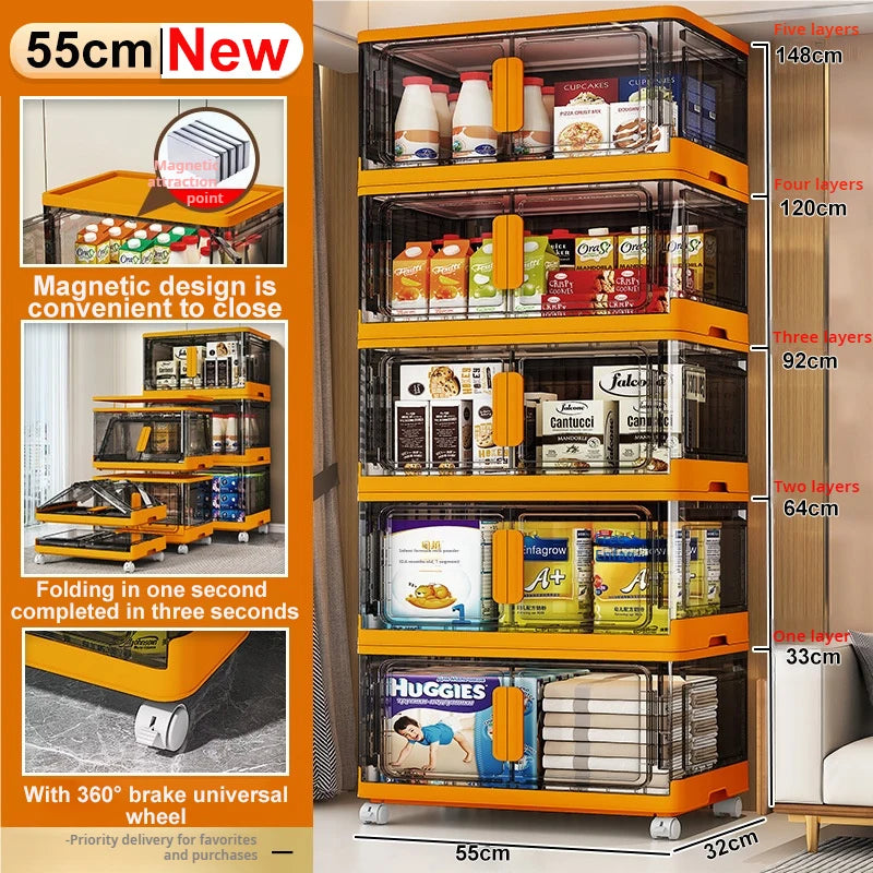Folding Storage Box Magnetic Plastic Bins Sundries Storage Container Home Closet Organizer Shoe Clothes Foldable Cabinet Box