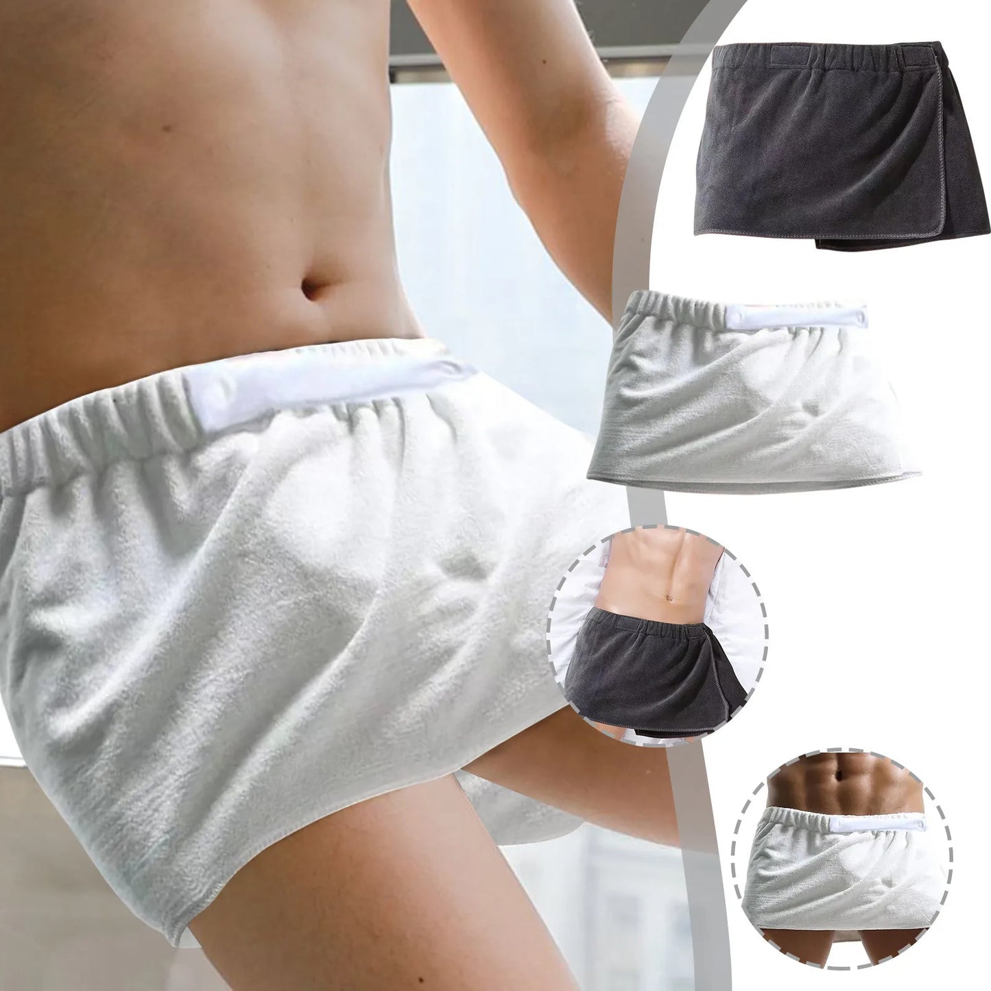 Men's Bath Towel Absorbent Towel Sexy Beach Skirt Anti-Light Wearable Bath Mini Skirt Towel Swimming Trunks Home Towel Skirt