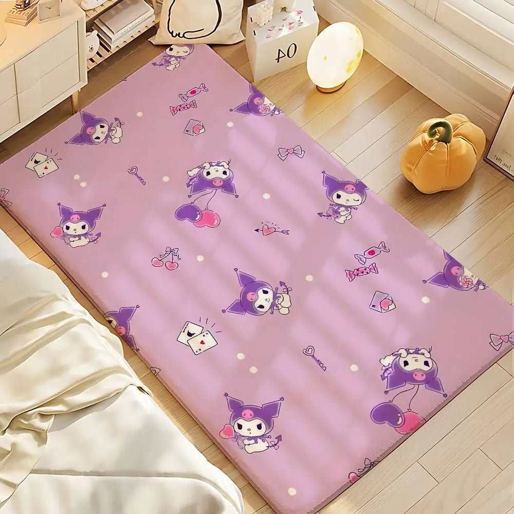 Cute Cartoon-K-Kuromi-S Kawaii Floor Mat Bathroom Absorbent Mat Simple Door Dirt-resistant Mat Home Kitchen Mat Foot Mat Entry